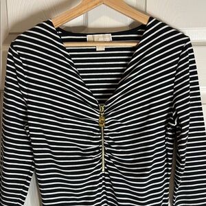 Michael Kors Medium Black and White Striped Top